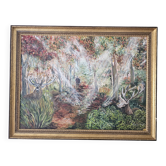 Tableau Huile sur Toile Paysage forêt scène de Chasse signé M Pierret