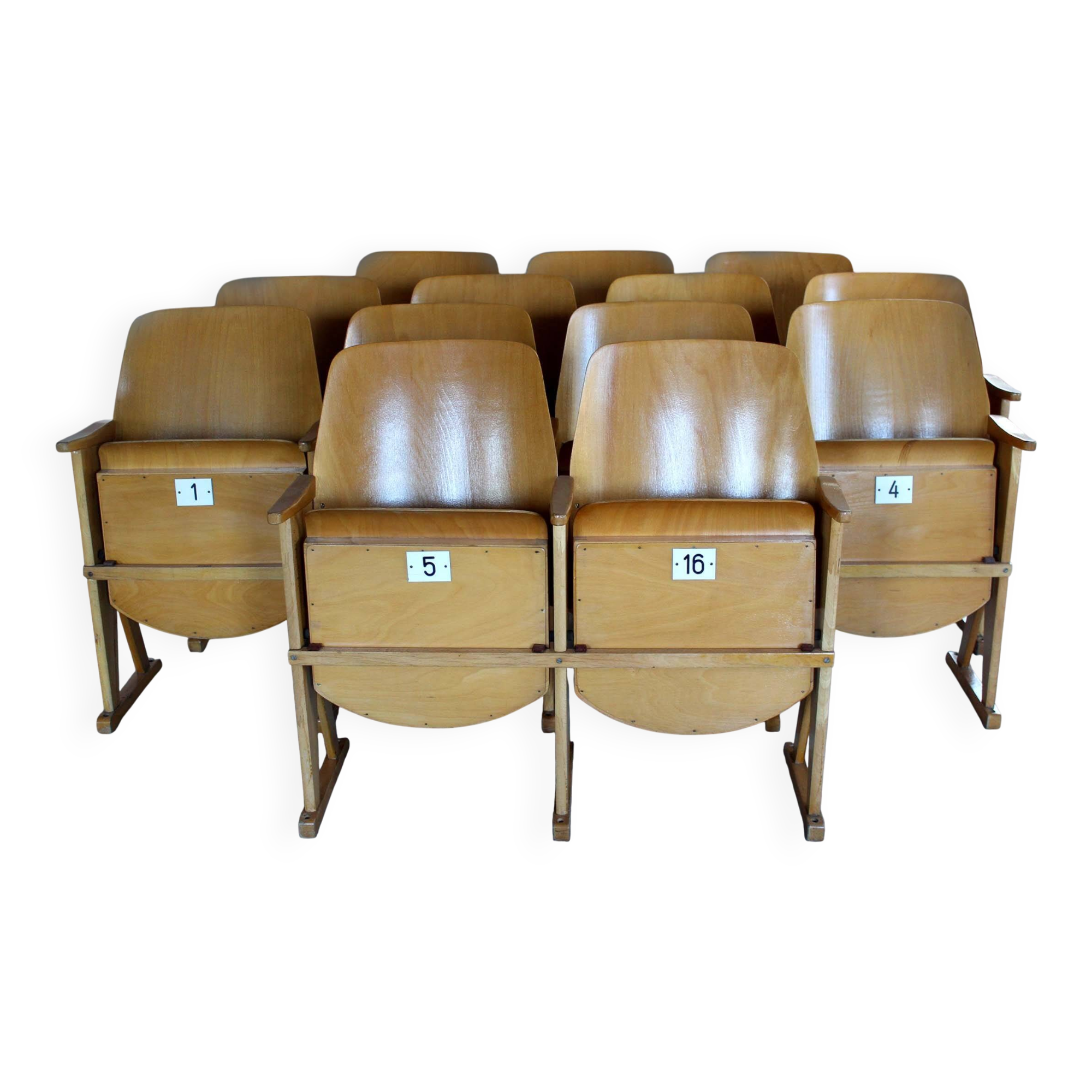 Chaises de cinéma vintage de Ton, années 1960, ensemble de 13