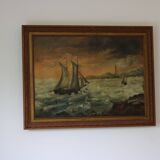 Large oil on marine canvas