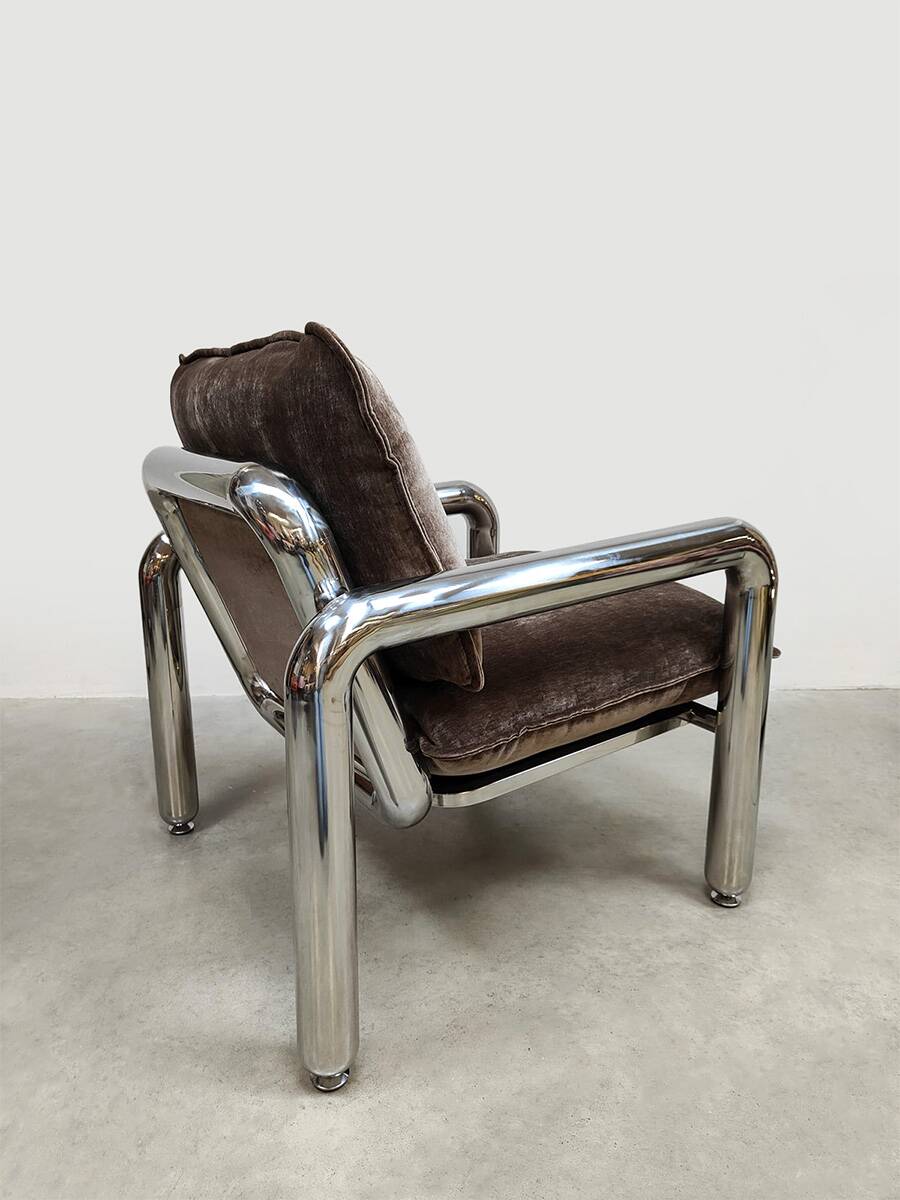HKliving chrome armchair lounge chair 'velvet brown'