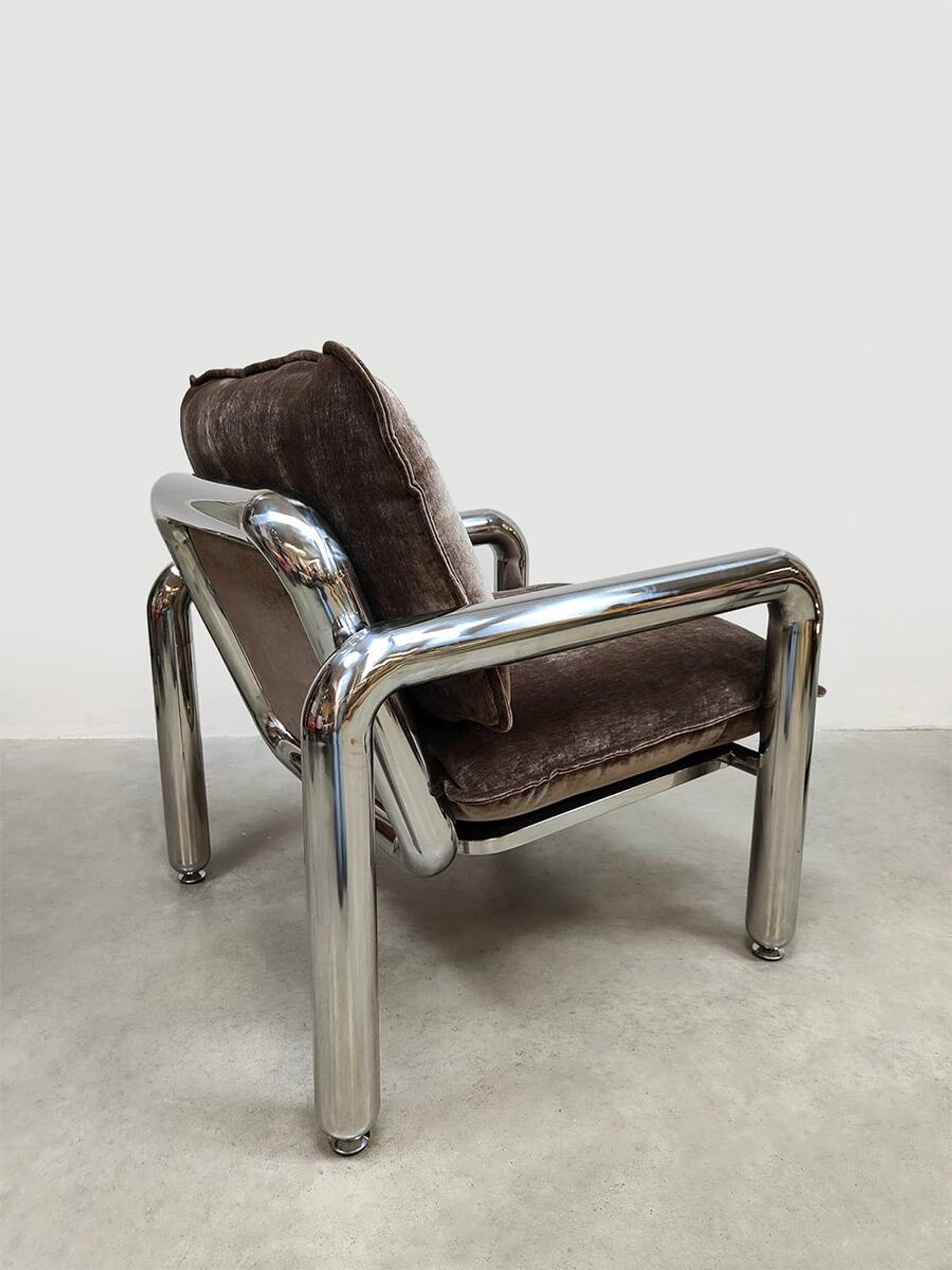 Fauteuil lounge HKliving chrome 'velours marron'
