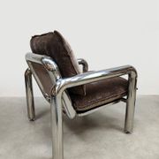 Fauteuil lounge HKliving chrome 'velours marron'
