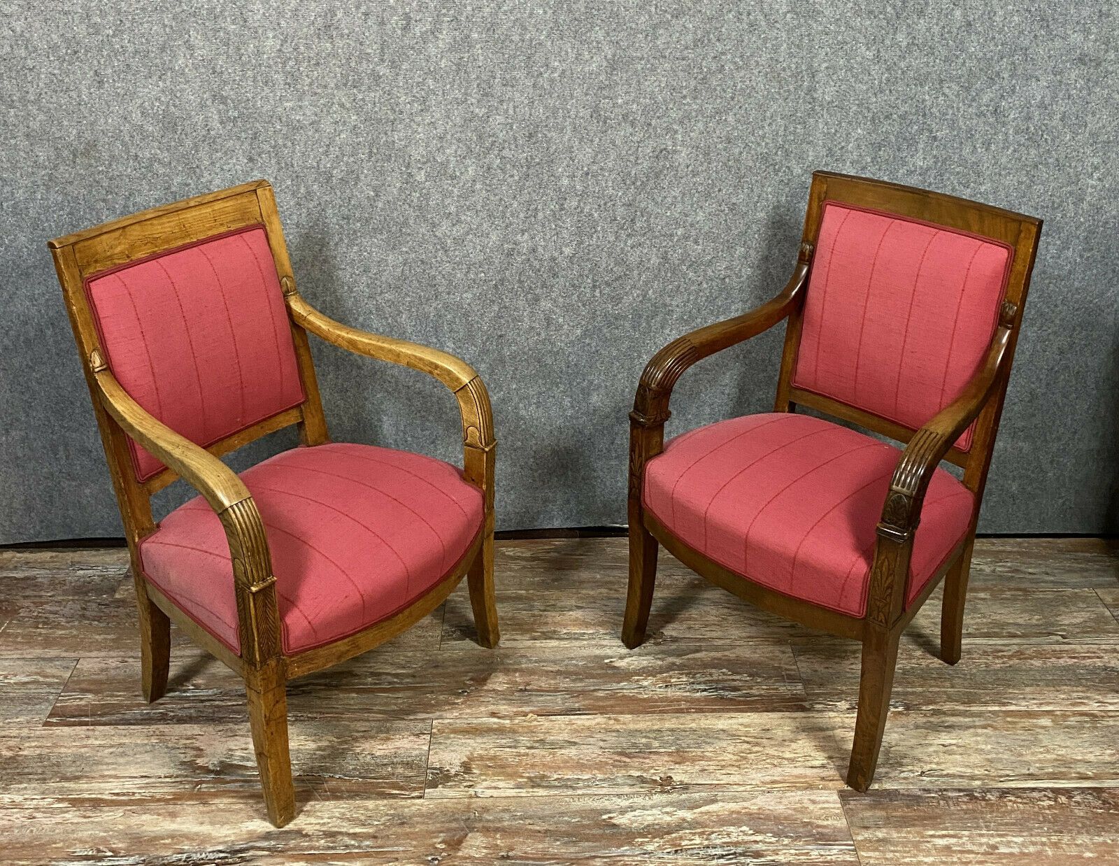 Fauteuils de bureau époque empire en acajou vers 1810  j