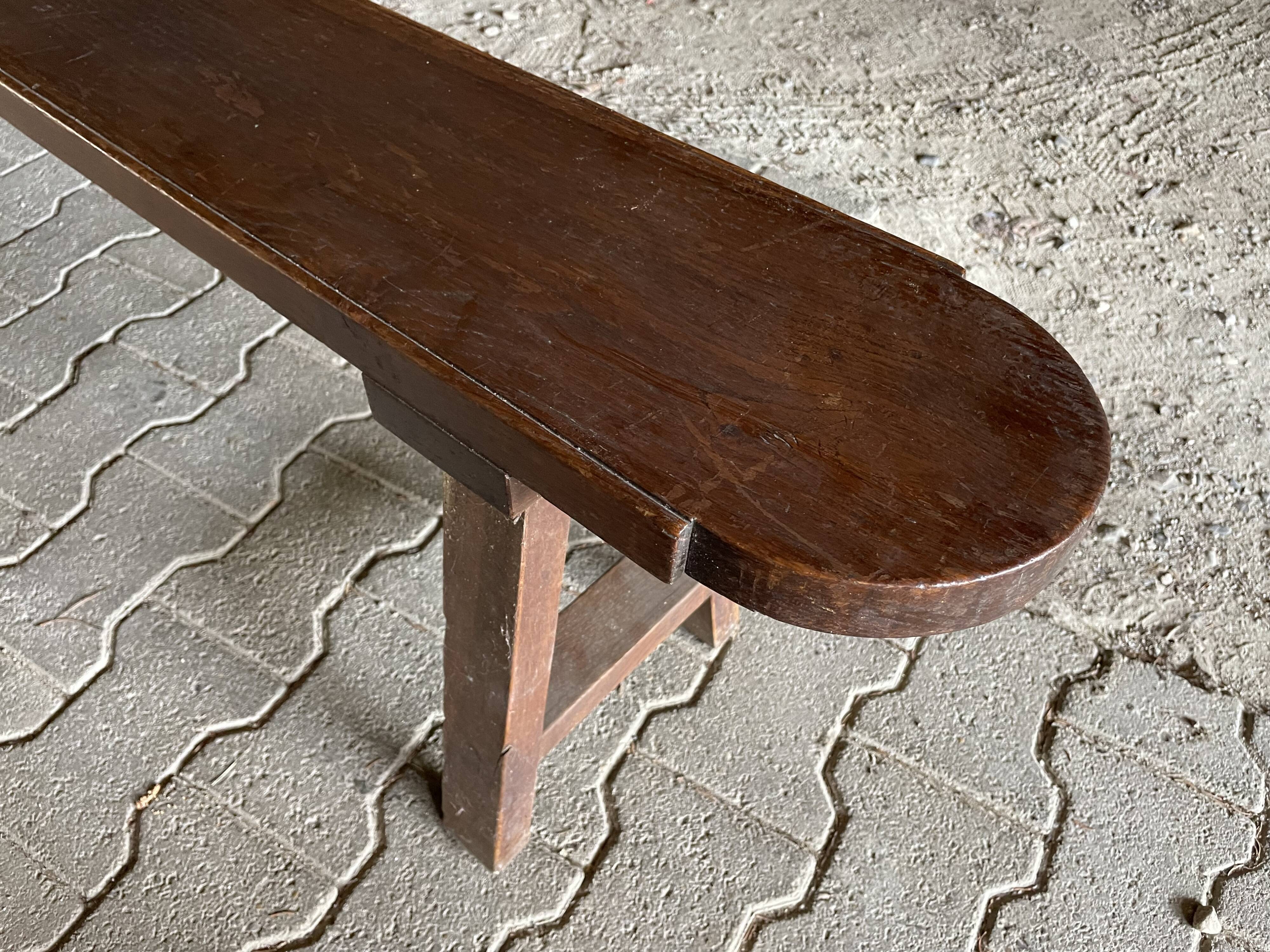 Pair of old benches in solid oak