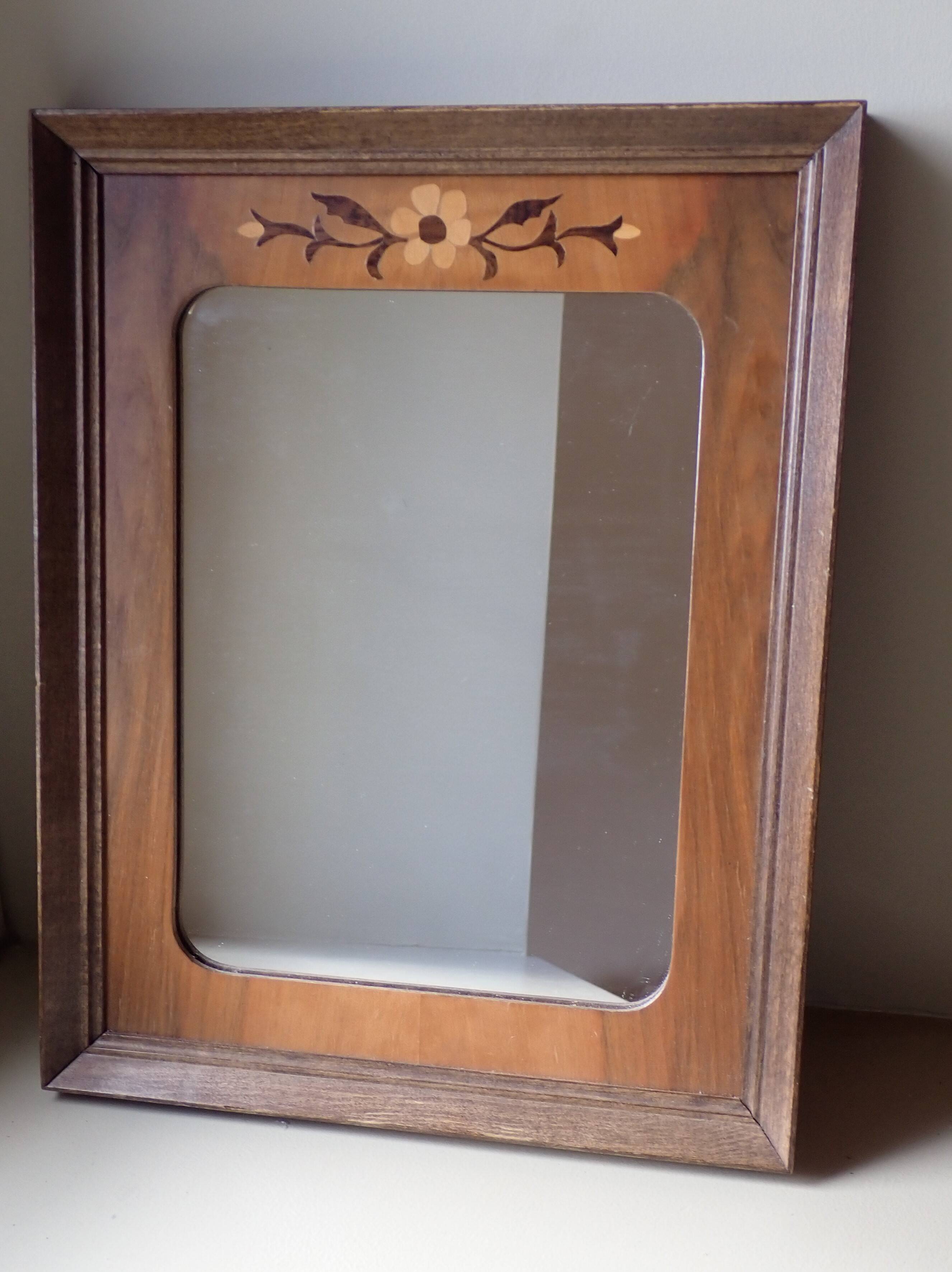 Vintage mirror with marquetry by cabinetmaker Paul Aumoine