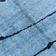Sky Blue Wool Rug, Modern Handmade Designer Vintage Carpet, 213x281 Cm