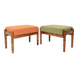 Scandinavian orange/green boucle stools set of 2