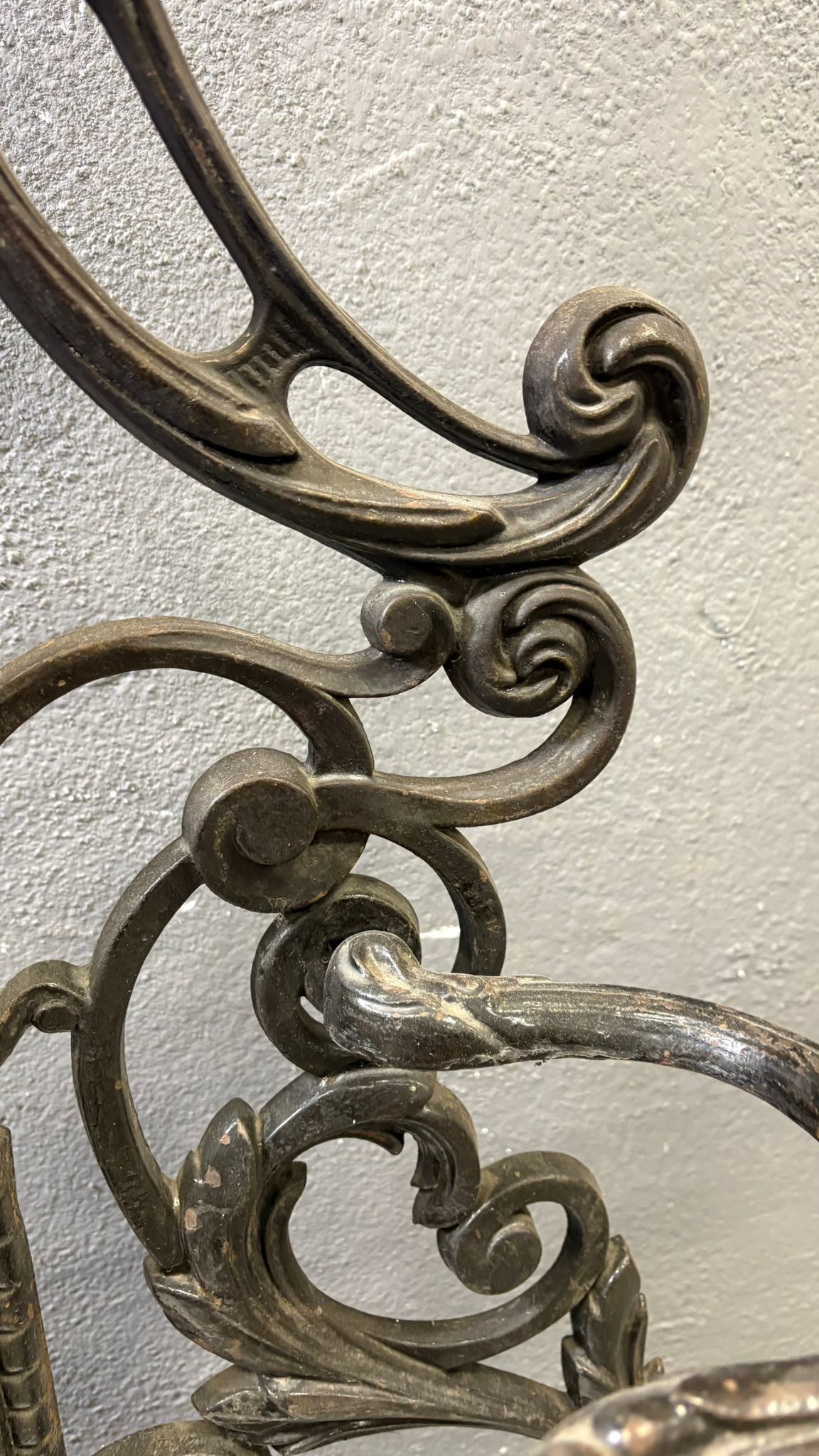 Antique cast iron hall stand, Victorian coat rack with marble base, ornate hall tree, 19th century