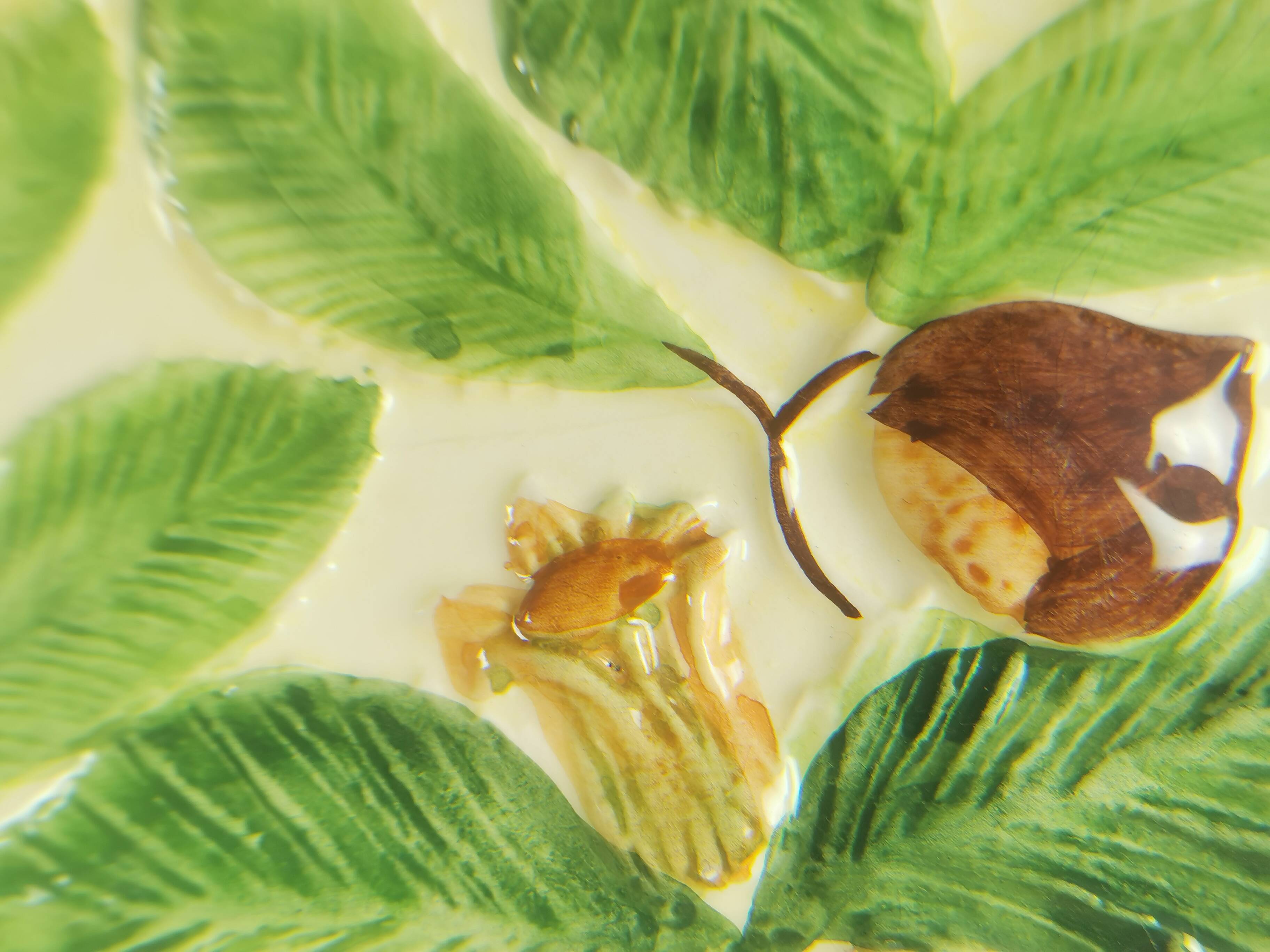 Large ancient dish “decor of chestnuts”