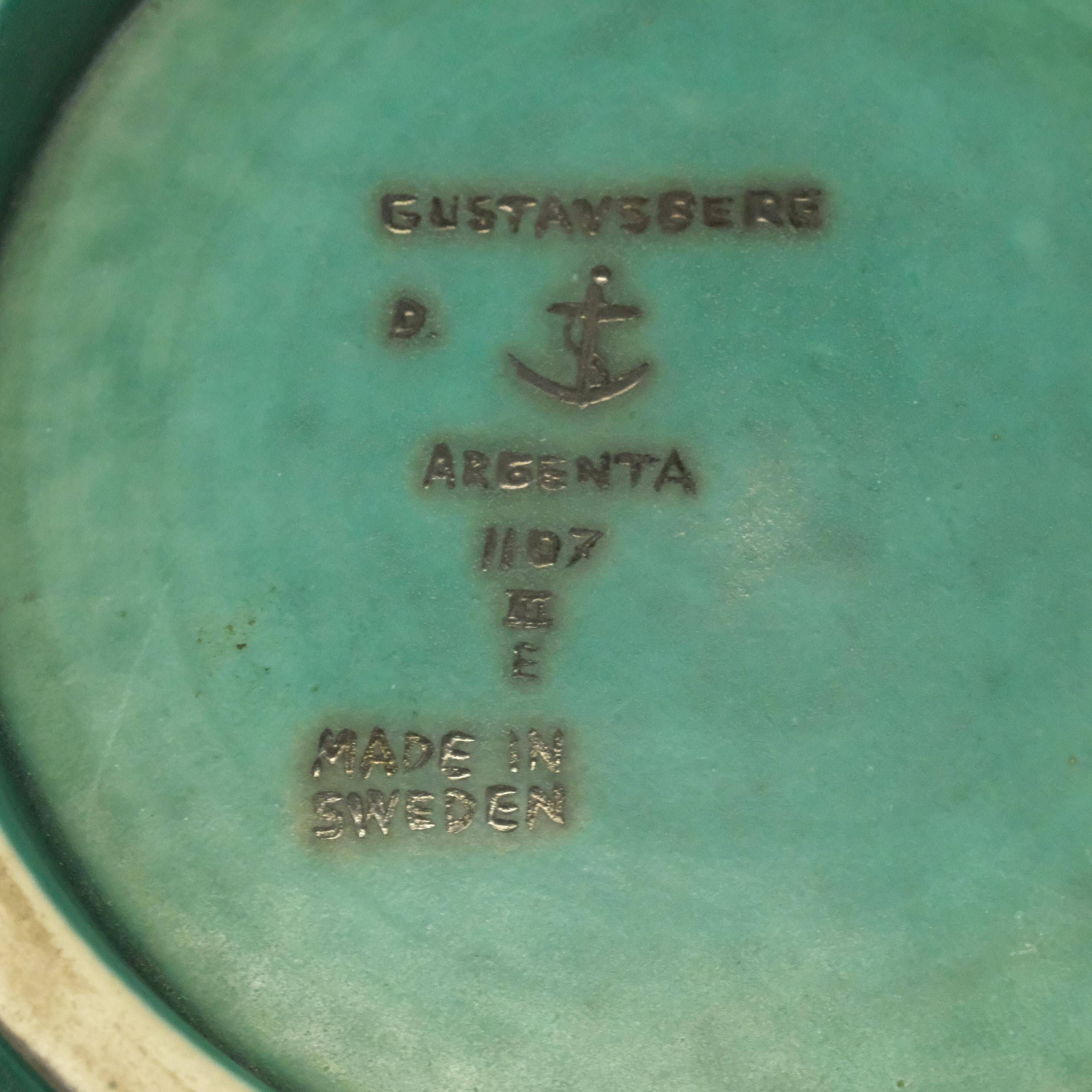 Bowl Wilhelm Kage in ceramic and silver 'A Silver' Gustavsberg Sweden 1950