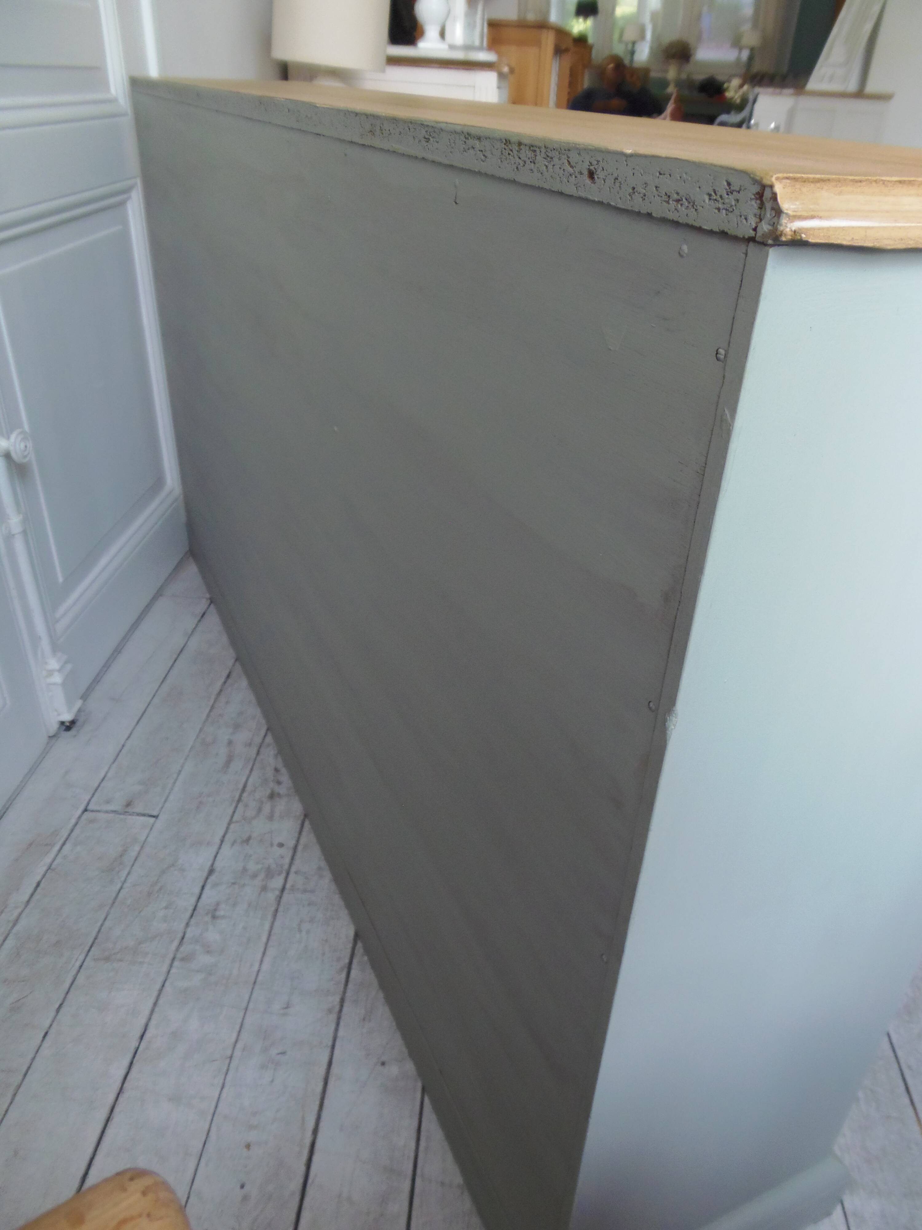 Furniture, vintage bookcase re-enchanted in verdigris, wooden top.