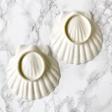 Pair of vintage Saint Jacques shells in irifised faience