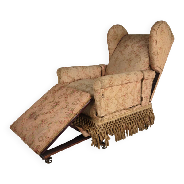 Chaise de bibliothèque anglaise antique Carter sur roulettes