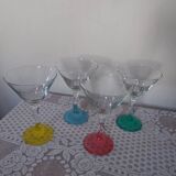 4 colored champagne glasses