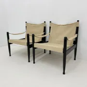 Set of mid-century Danish safari chairs by Erik Wørts for Niels Eilersen, 1960s