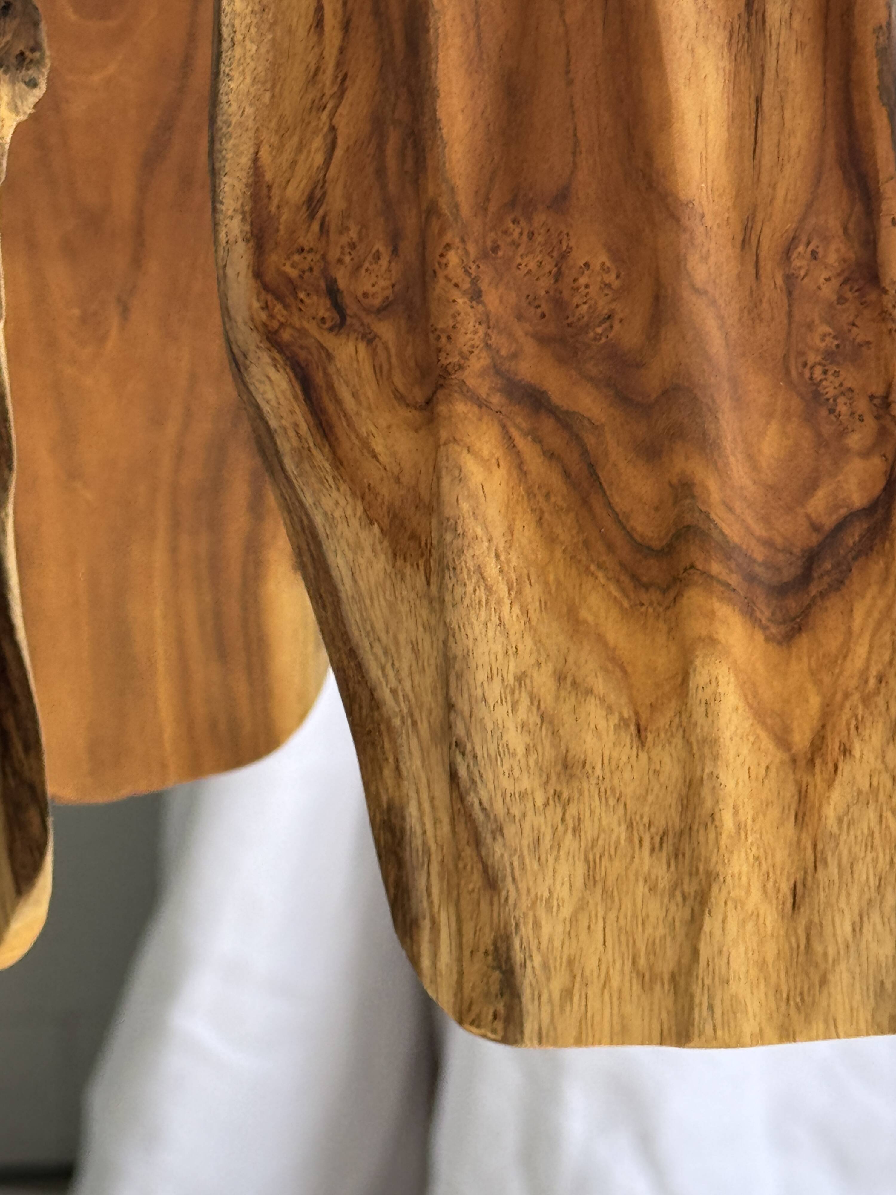 Large suspension or lampshade in organic natural teak, tubular H40 D30.