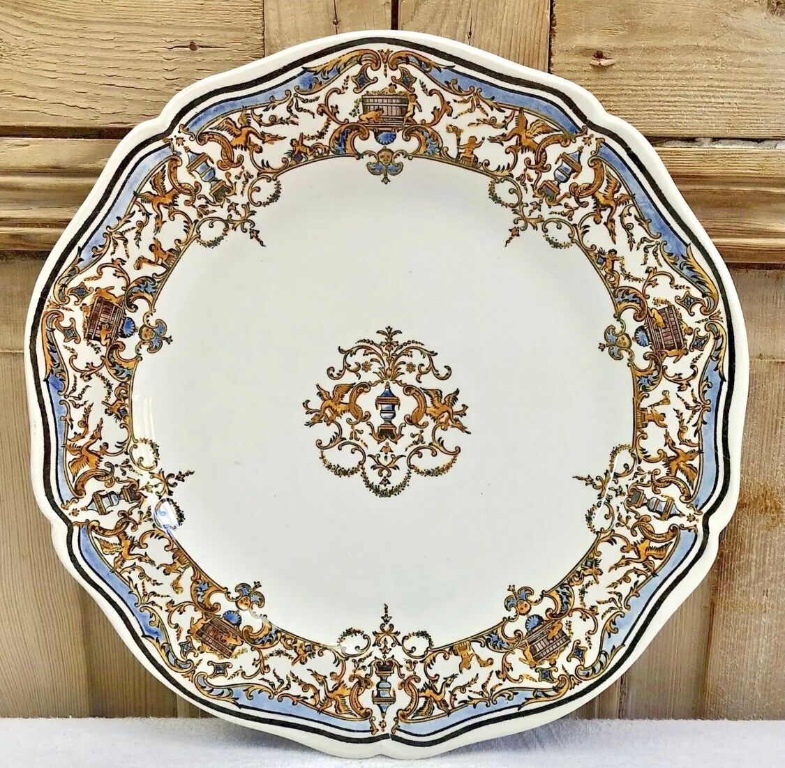 6 flat plates Gien Dionysos the children at the press 1938 1960