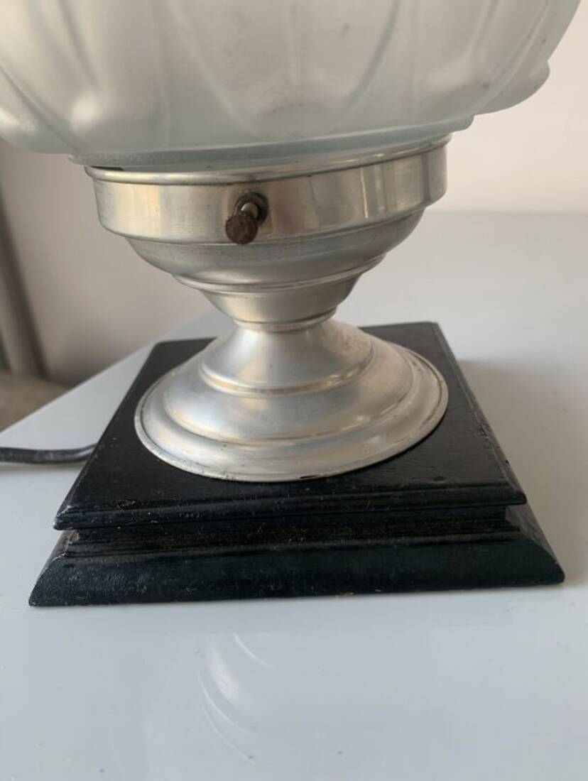 Old art deco molded glass table lamp