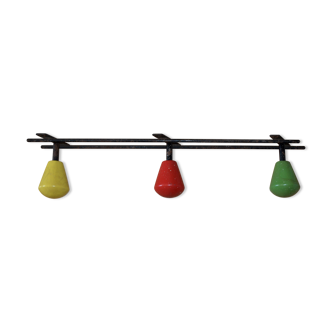 Coat hooks balls yellow red & green 50s