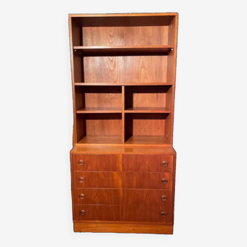 Scandinavian teak bookcase chest of drawers