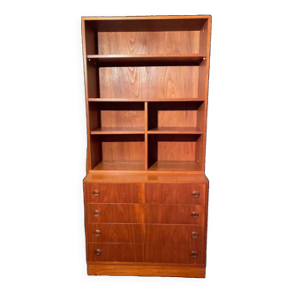 Scandinavian teak bookcase chest of drawers