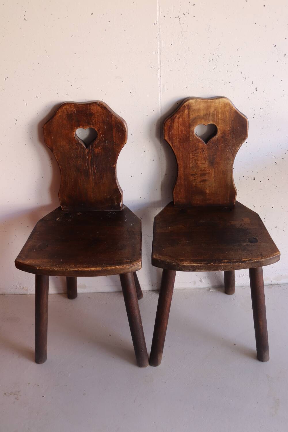 Pair of antique Alsatian wooden chairs