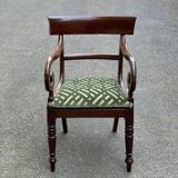 English Regency office chair in curved wood and green velvet