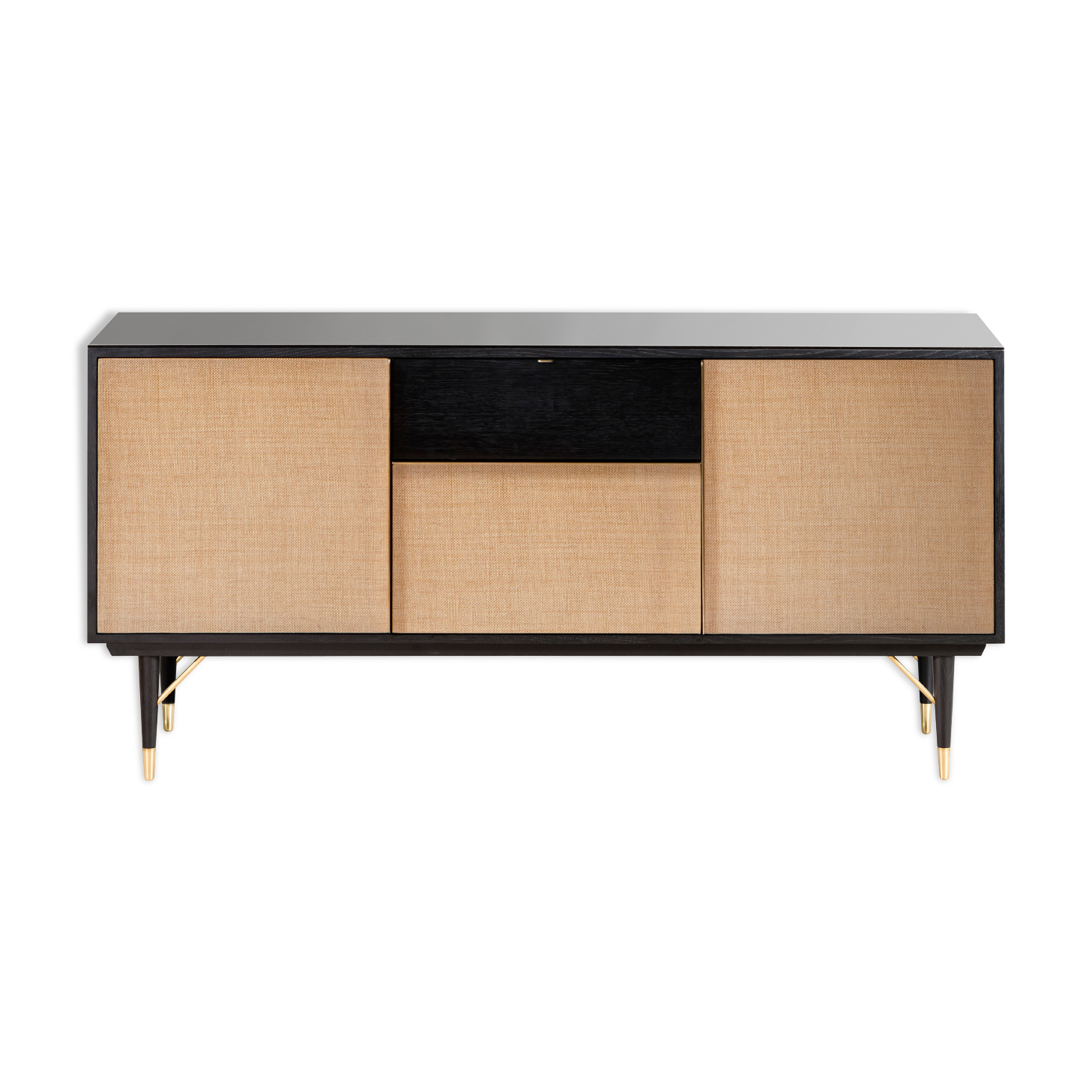 Black mirror enfilade in natural fiber