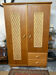 Light oak wardrobe with rattan and raffia, vintage 1950s.