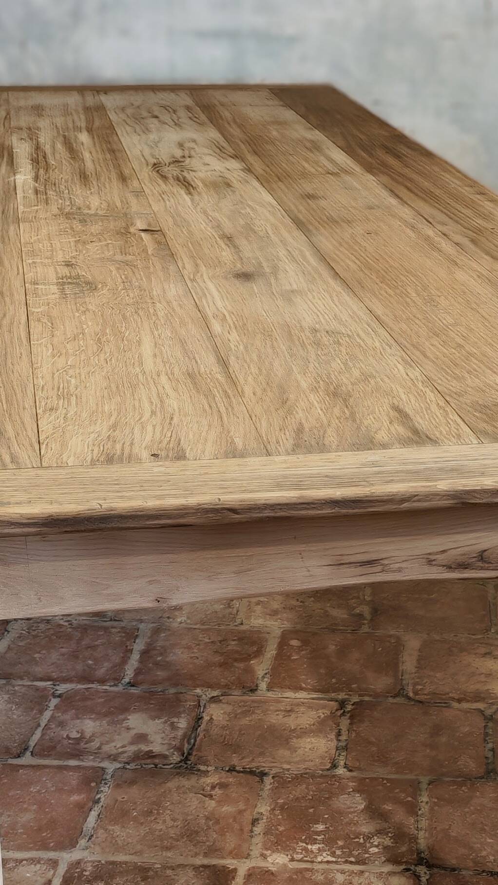 Solid oak farmhouse table "brut" 247x89, top "chocolate oak"