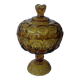 Bonbonnière à compote en verre moulé ambré l.e. moon & stars, piédestal