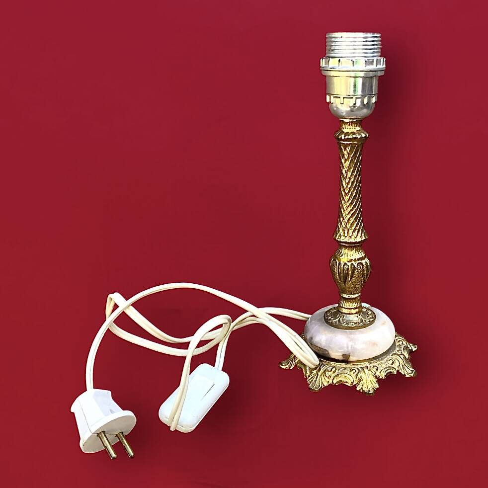 Antique lamp base in gilded brass and onyx – H26 cm – 1960s