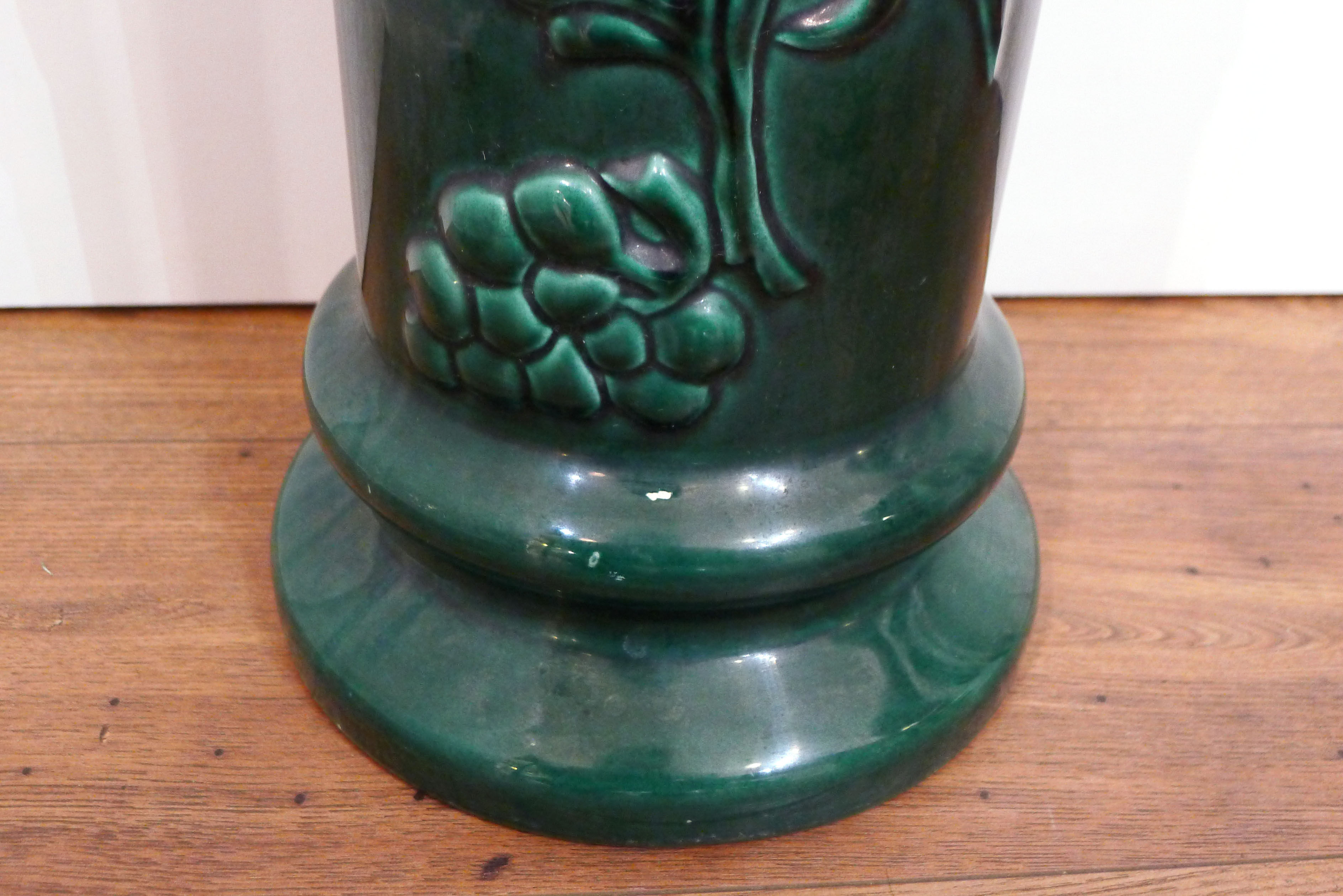 Column plant in green faience, mid twentieth
