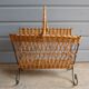 Metal and rattan magazine holder, 1960s