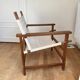 Fauteuil Safari en bois et tissu beige
