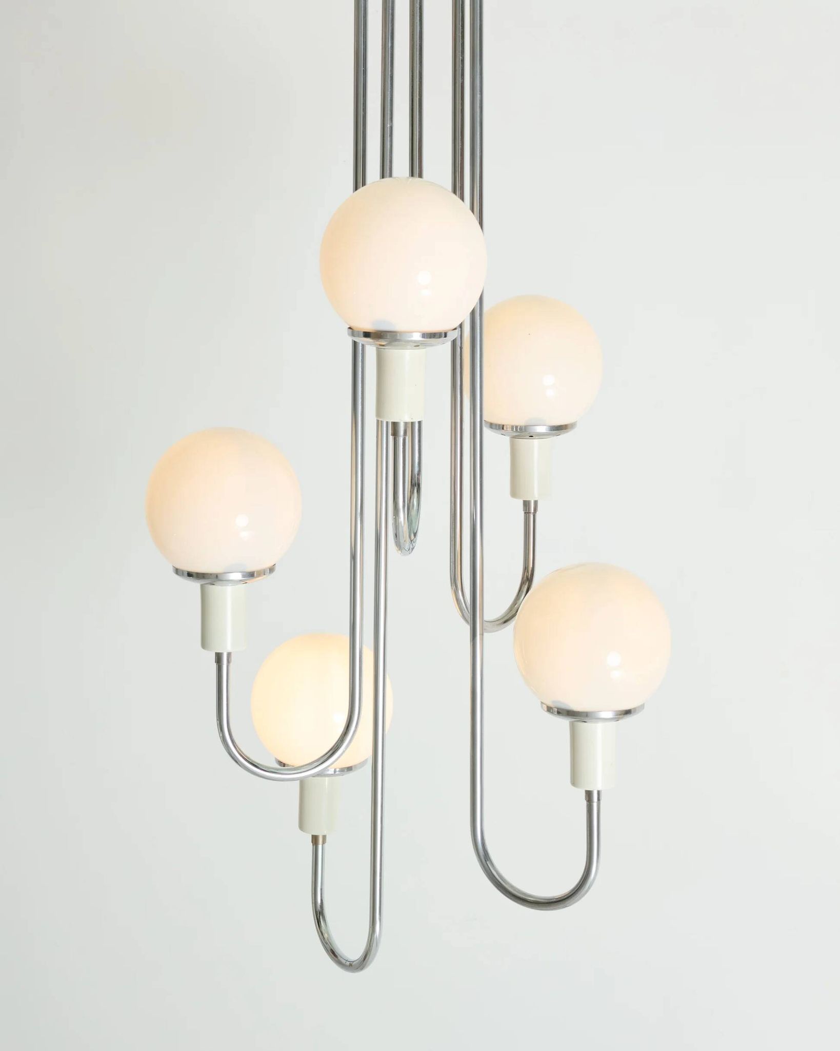 Lustre cascade avec cinq opalines, Italie, 1960s