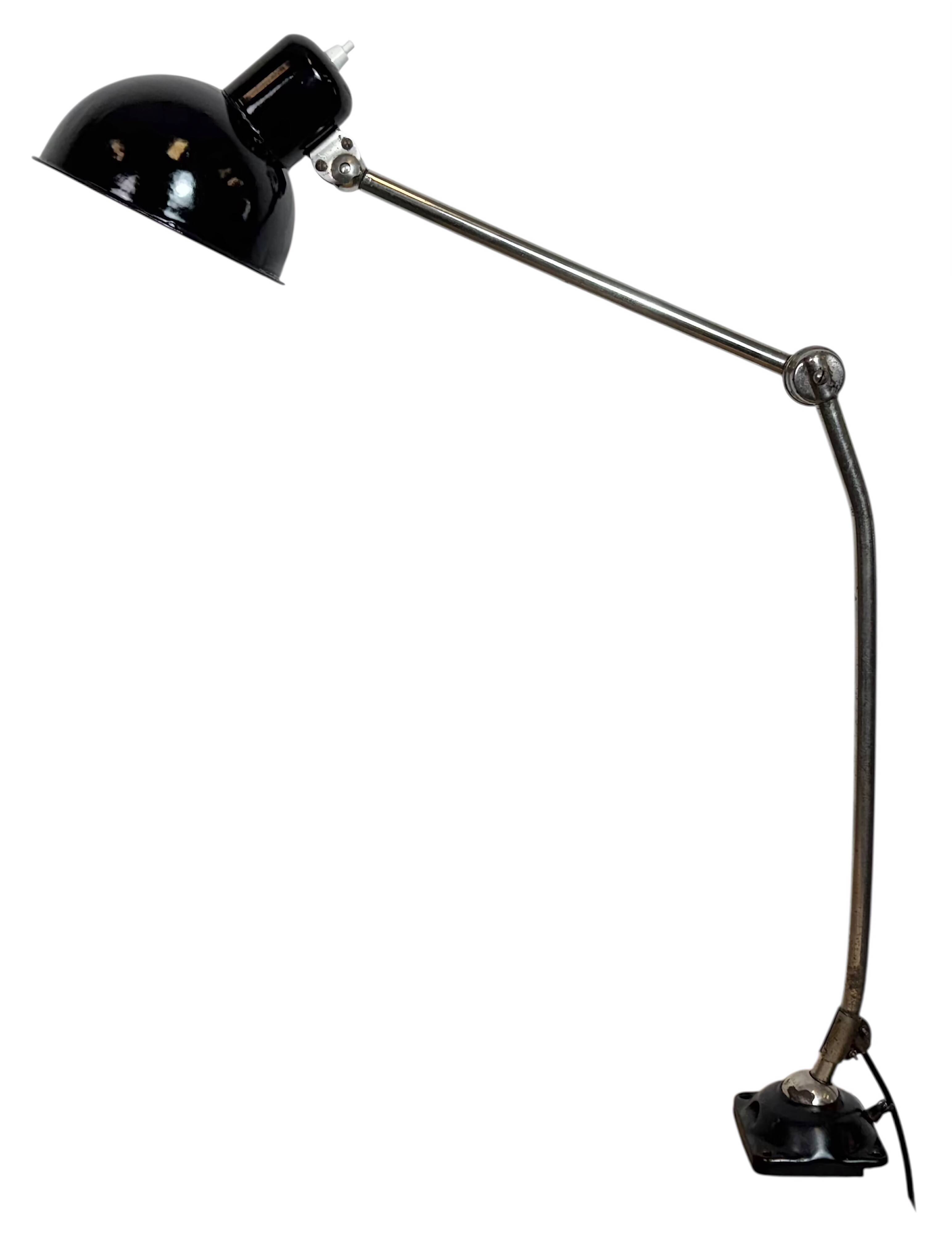 Industrial Workshop Black Enamel Desk Lamp, 1950s