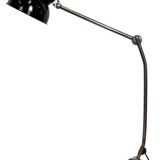 Lampe de bureau, d'atelier industriel en tôle émaillée noire, années 1950