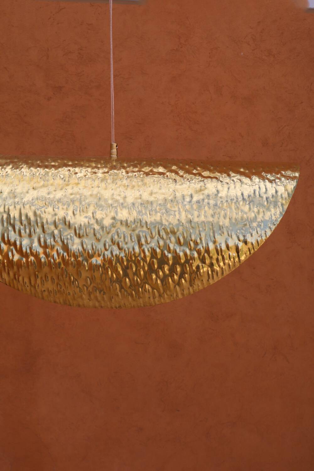 Handmade lotus-shaped brass pendant light