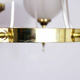 Brass and opal glass chandelier