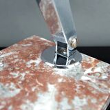 Large Desk Lamp, Chrome, Aluminum and Marble, Modernist Art Deco