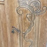 Parisian art deco 2-part buffet renovated in solid oak and marble 1940