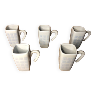 Series of 5 cups broste copenhagen vintage blue ceramic #a513