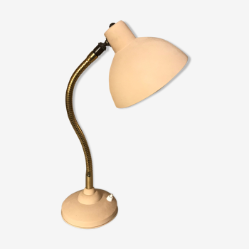 Lampe de bureau vintage années 60 beige et dorée flexible 45 cm