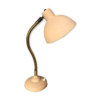 Lampe de bureau vintage années 60 beige et dorée flexible 45 cm