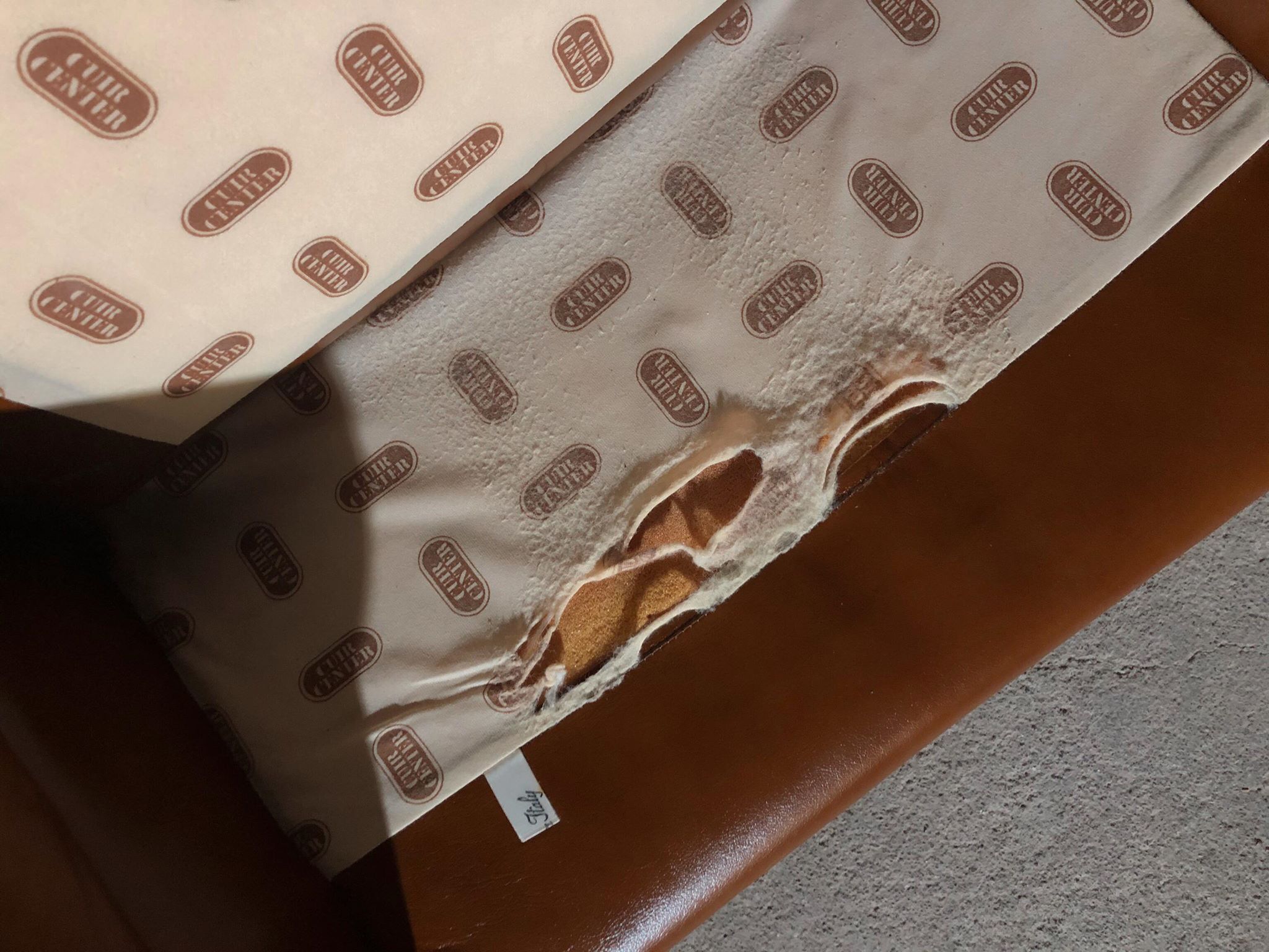 Pair camel leather armchairs