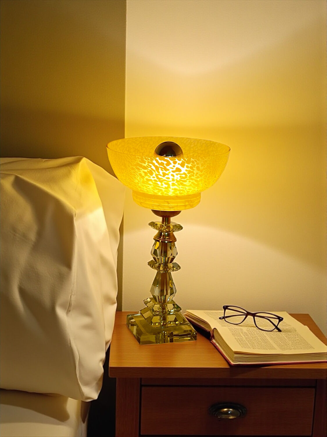 Vintage Clichy glass globe table lamp