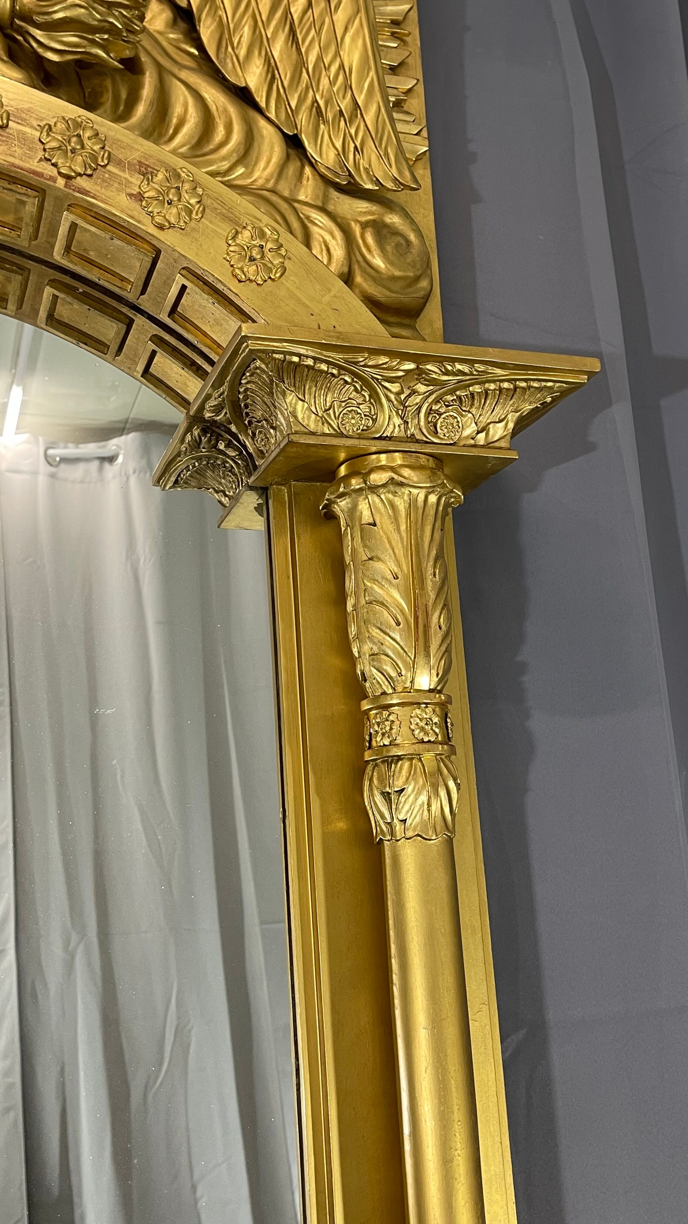 Mirror 212x101 cm empire era early nineteenth, gilding with gold leaf very good condition