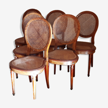 6 chaises cannées style Louis XVI