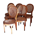 6 chaises cannées style Louis XVI
